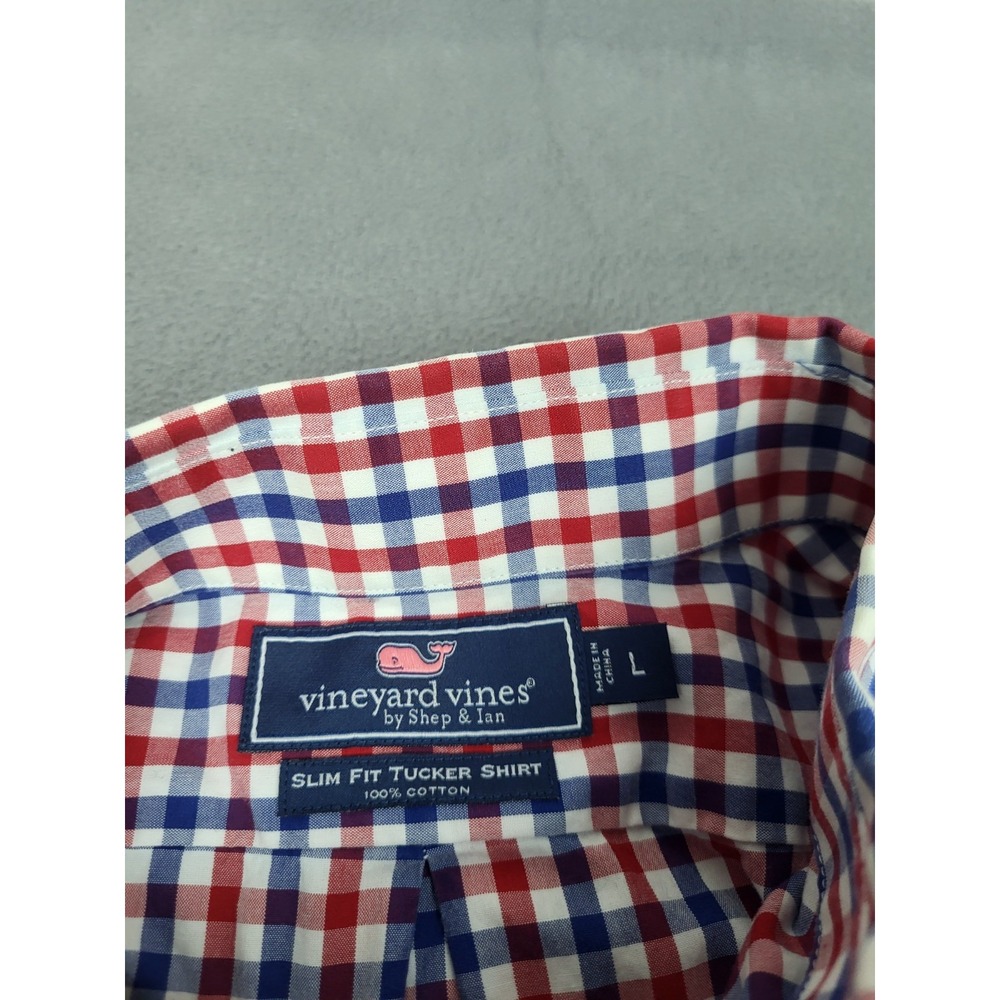 Vineyard Vines Tucker Shirt Mens Large Red Check Plaid Lightweight‎ Whale Shirt - Picture 3 of 7